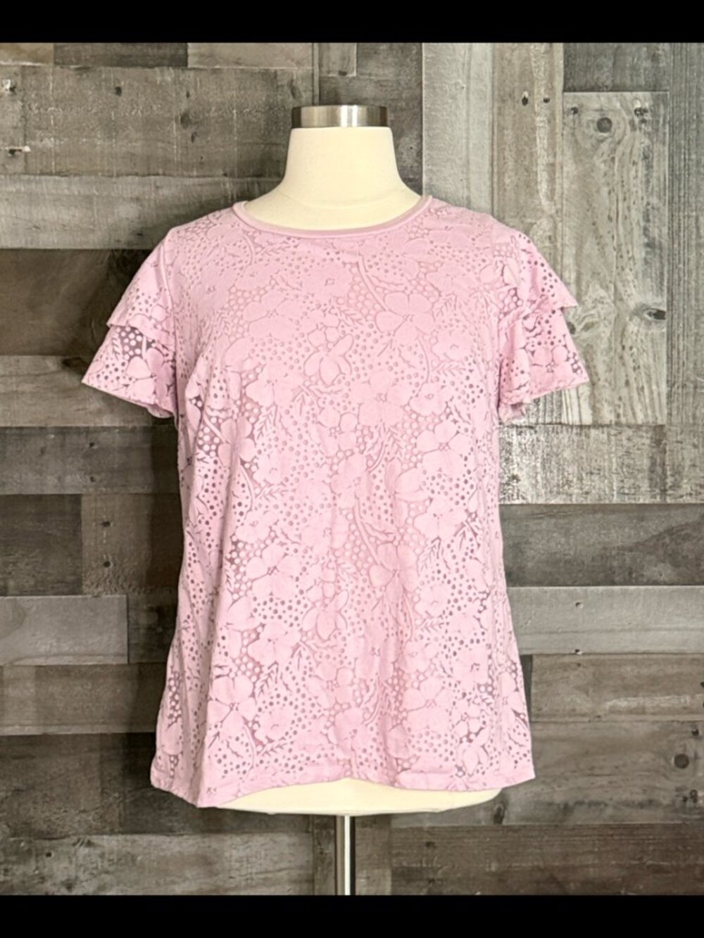 Lane Bryant violet purple floral lace top size 20 pastel feminine summer classic